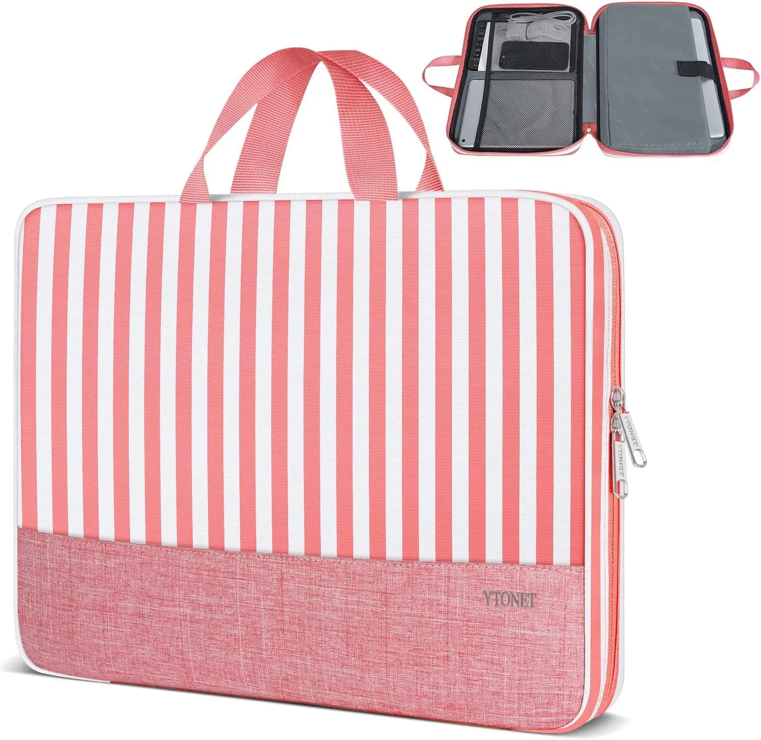 Ytonet Laptop Sleeve Case 15.6 inch Protective Laptop Cover with Handle TSA Water Resistant Computer Carrying Case Compatible with HP, Dell, Lenovo, Asus Notebook, Gift for Women, Pink Stripes