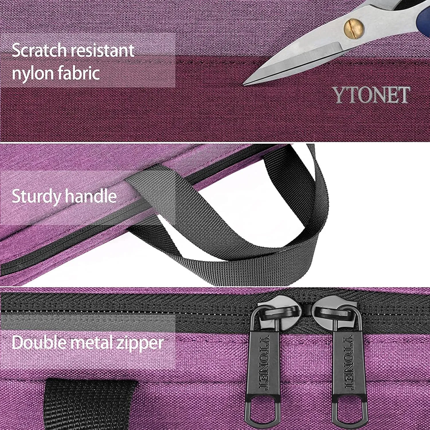 Ytonet Laptop Sleeve Case 15.6 Inch, Slim Water Resistant TSA Carrying Case with Handle, Protective Laptop Cover Compatible with HP Dell Lenovo Asus Notebooks, Gift for Women, Purple