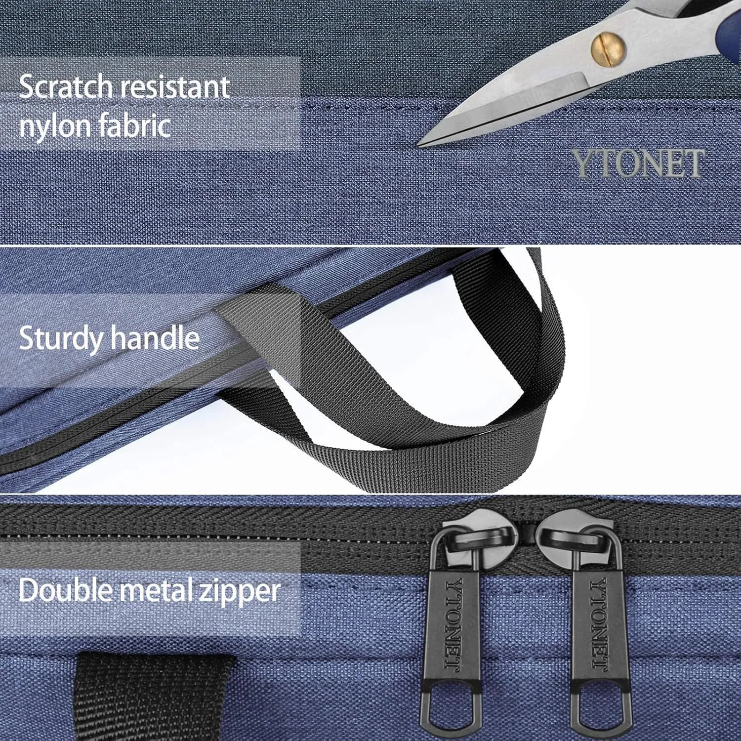 Ytonet Laptop Sleeve Case 15.6 Inch, Slim Water Resistant TSA Laptop Cover with Handle Protective Computer Carrying Case Compatible with HP Dell Lenovo Asus Notebooks, Dark Blue