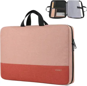 Ytonet Laptop Sleeve Case 15.6 Inch, Water Resistant Laptop Cover TSA Travel Business Computer Carrying Case with Handle, Compatible with HP Dell Lenovo Asus Notebooks, Gifts for Women, Coral Pink