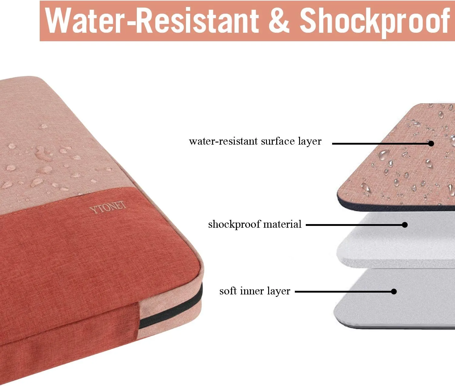 Ytonet Laptop Sleeve Case 15.6 Inch, Water Resistant Laptop Cover TSA Travel Business Computer Carrying Case with Handle, Compatible with HP Dell Lenovo Asus Notebooks, Gifts for Women, Coral Pink