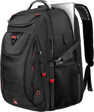 Z-MGKISS Large Travel Backpack, 18.4 Inch Laptop backpack for men, Water Resistant, TSA Flight Approved, Extra large Backpacks, Business Work Bag with USB Charging Port, Black
