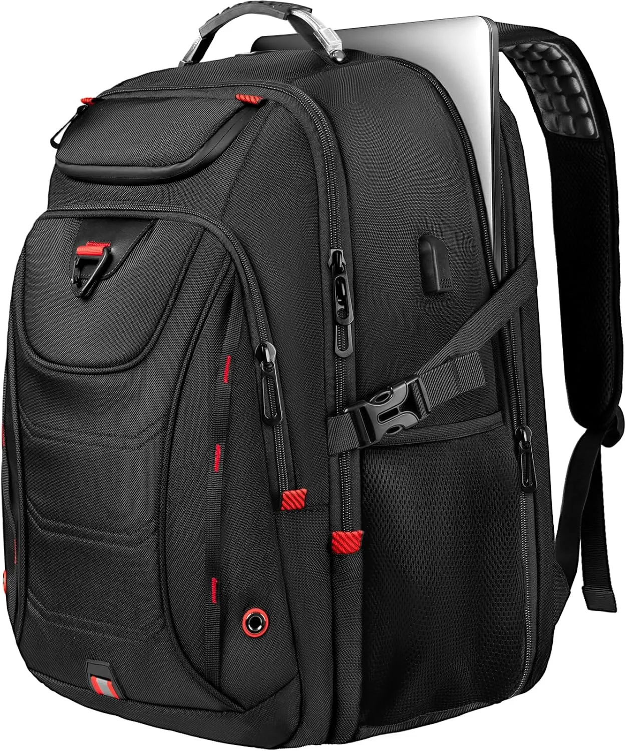 Z-MGKISS Large Travel Backpack, 18.4 Inch Laptop backpack for men, Water Resistant, TSA Flight Approved, Extra large Backpacks, Business Work Bag with USB Charging Port, Black