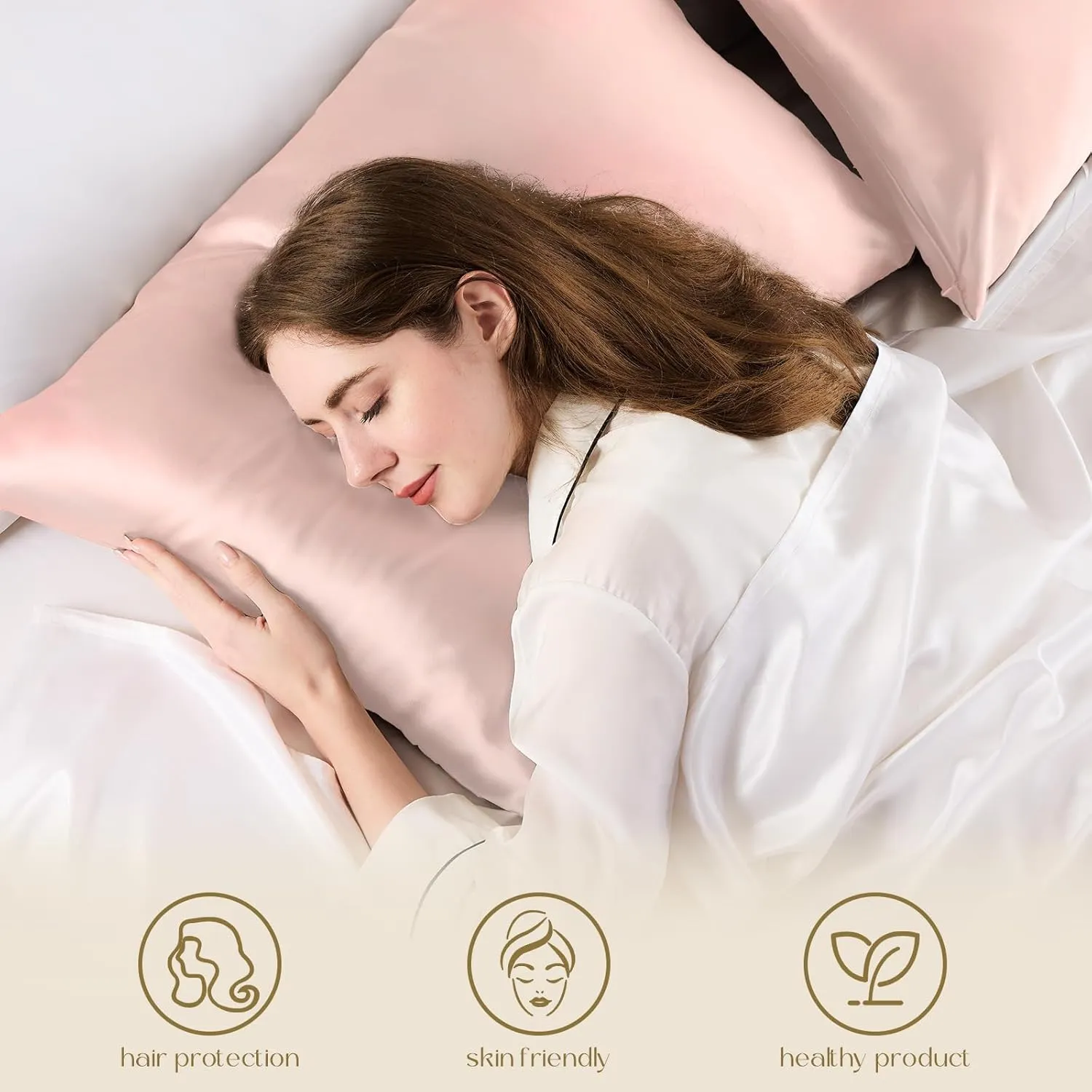 ZIMASILK 100% Pure Mulberry Silk Pillowcase for Hair and Skin Health,Soft and Smooth,Both Sides Premium Grade 6A Silk,600 Thread Count,with Hidden Zipper,1pc (King 20''x36'',Pink)