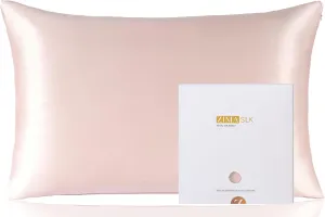 ZIMASILK 100% Pure Mulberry Silk Pillowcase for Hair and Skin Health,Soft and Smooth,Both Sides Premium Grade 6A Silk,600 Thread Count,with Hidden Zipper,1pc (King 20''x36'',Pink)