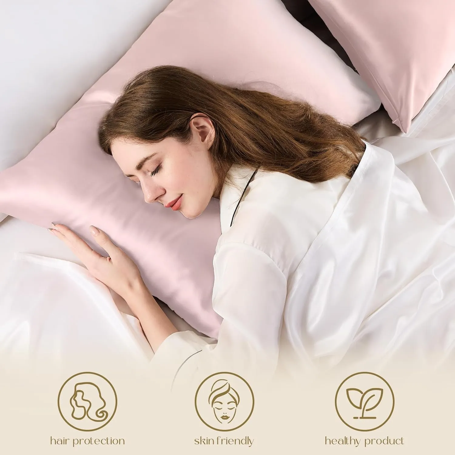 ZIMASILK 100% Pure Mulberry Silk Pillowcase for Hair and Skin Health,Soft and Smooth,Both Sides Premium Grade 6A Silk,600 Thread Count,with Hidden Zipper,1pc (Queen 20''x30'',Light Plum)