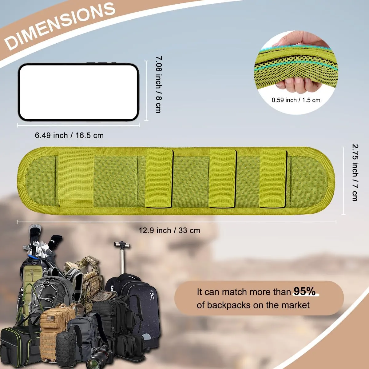 ZINZ 2-Pack Universal Shoulder Pad with Ultra Thick Cushion for Bag Luggage Bag Crossbody, Plus Long & Anti-Slip & Breathable,Army Green