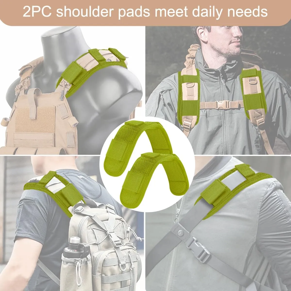 ZINZ 2-Pack Universal Shoulder Pad with Ultra Thick Cushion for Bag Luggage Bag Crossbody, Plus Long & Anti-Slip & Breathable,Army Green