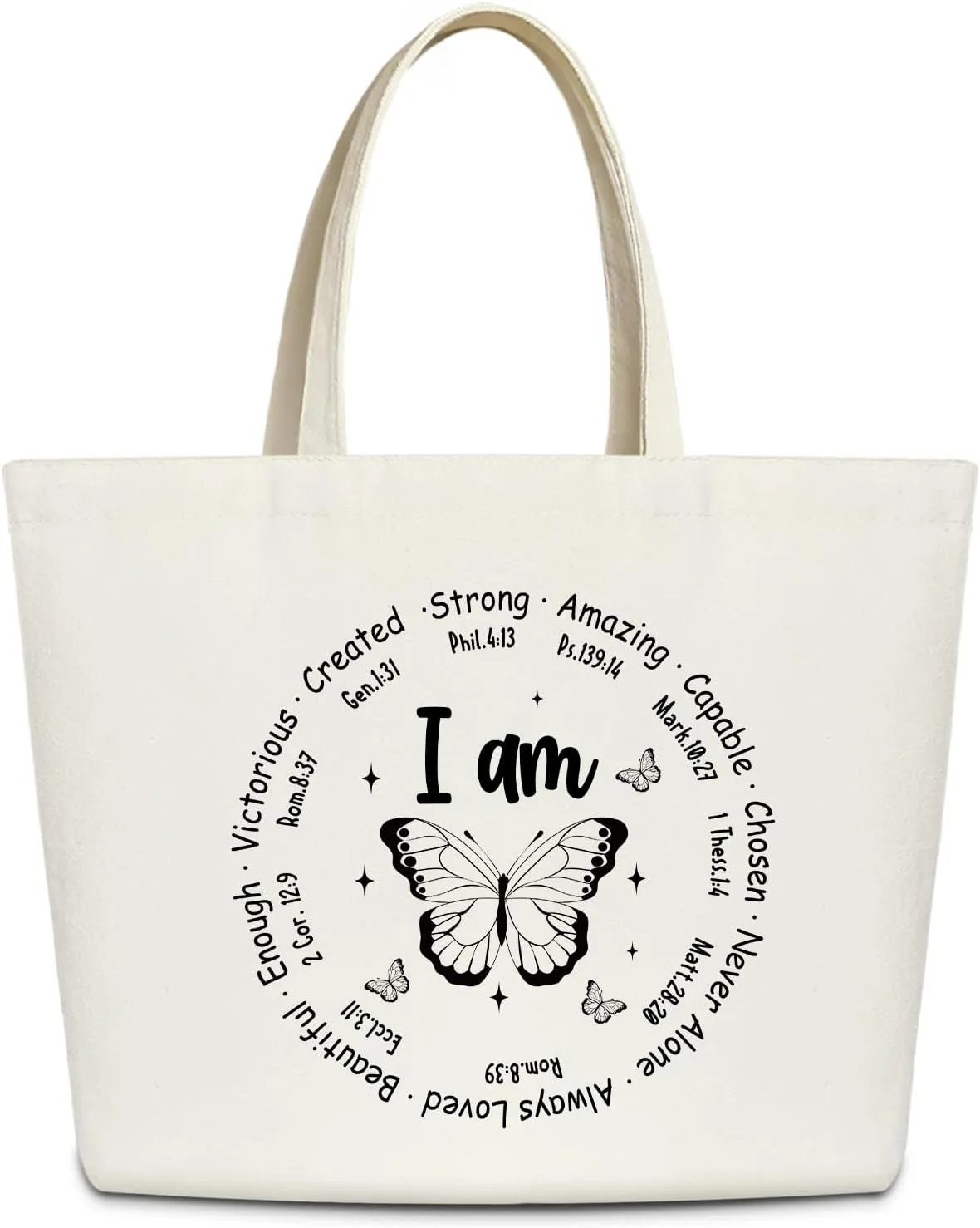 Ziyouza Canvas Tote Bag for Women - Cute Aesthetic Reusable Tote for Travel, Vacation & Shopping