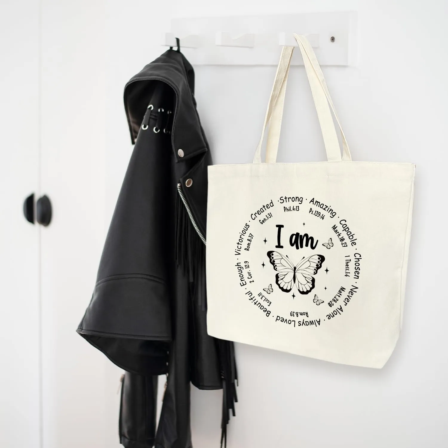 Ziyouza Canvas Tote Bag for Women - Cute Aesthetic Reusable Tote for Travel, Vacation & Shopping
