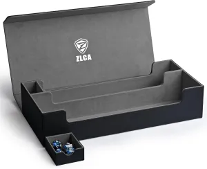 ZLCA X-Large Card Deck Box, Premium Trading Card Storage Box Fits 5 Pcs Small with Playmat Case and Removable Dice Tray, Fits TCG/MTG/Magic/Commander/Yugioh (XL-Black)