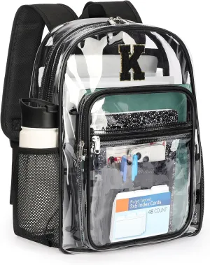 ZORFIN Clear Backpack for School: Large Clear Bookbag with Padded Straps - Heavy Duty PVC Transparent Backpack Black K