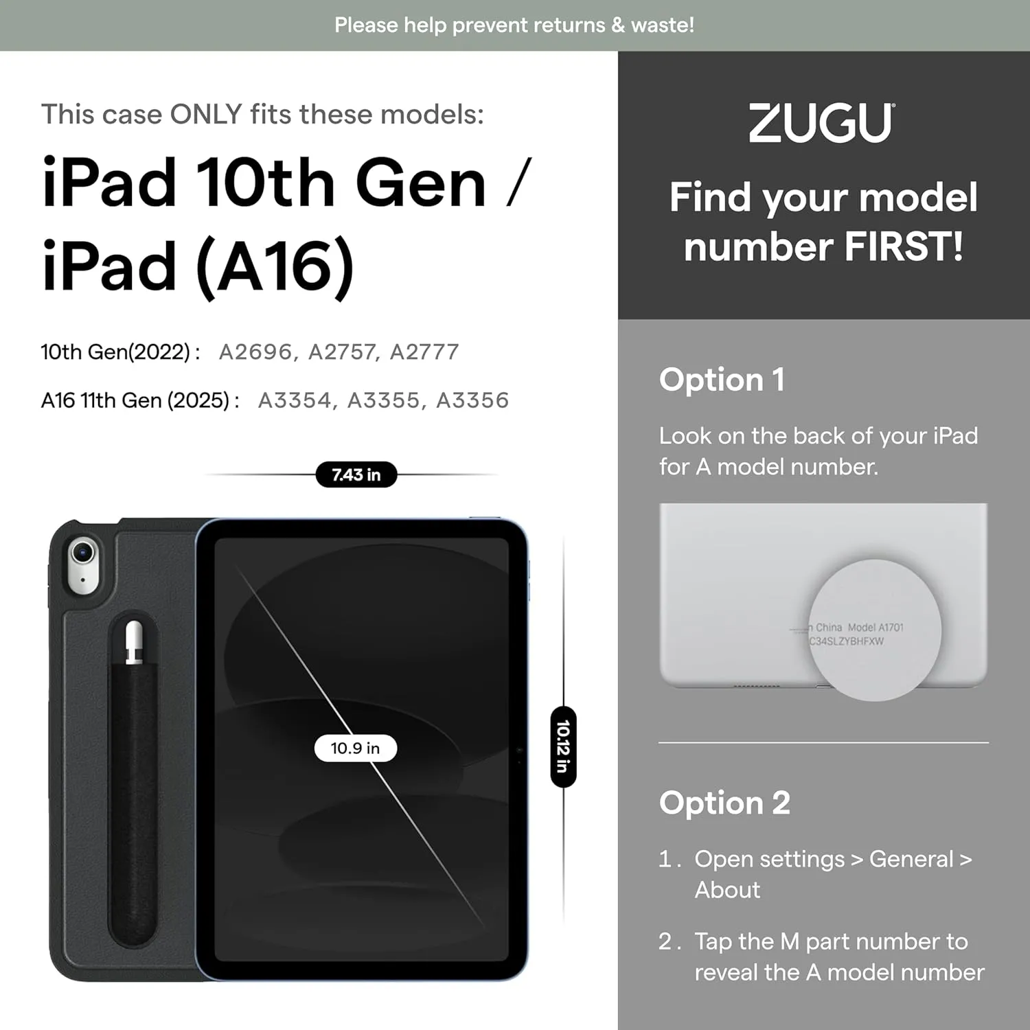 ZUGU CASE for iPad 10.9 Inch Case iPad 11th/10th Generation (A16 2025/2022), Magnetic Stand & Sleep/Wake Cover for 11th/10th Gen iPad, Model #s A3354, A3355, A3356, A2696, A2757, A2777, Desert Rose