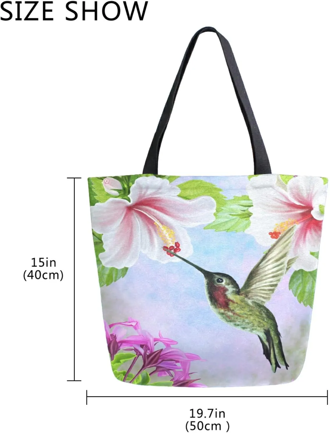 ZZKKO Japanese Cherry Canvas Tote Grocery Bag Shoulder Casual Book Bag