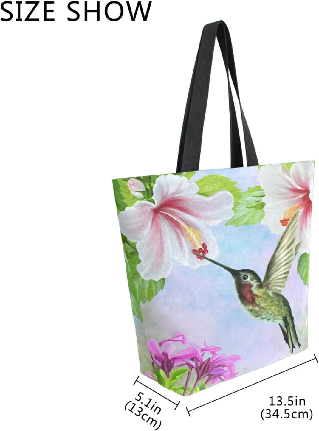 ZZKKO Japanese Cherry Canvas Tote Grocery Bag Shoulder Casual Book Bag