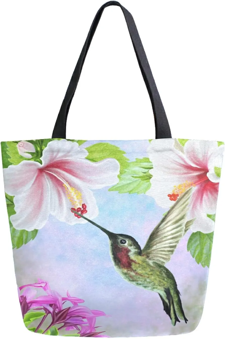 ZZKKO Japanese Cherry Canvas Tote Grocery Bag Shoulder Casual Book Bag