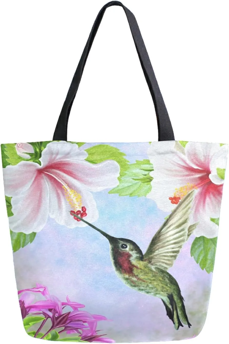 ZZKKO Japanese Cherry Canvas Tote Grocery Bag Shoulder Casual Book Bag