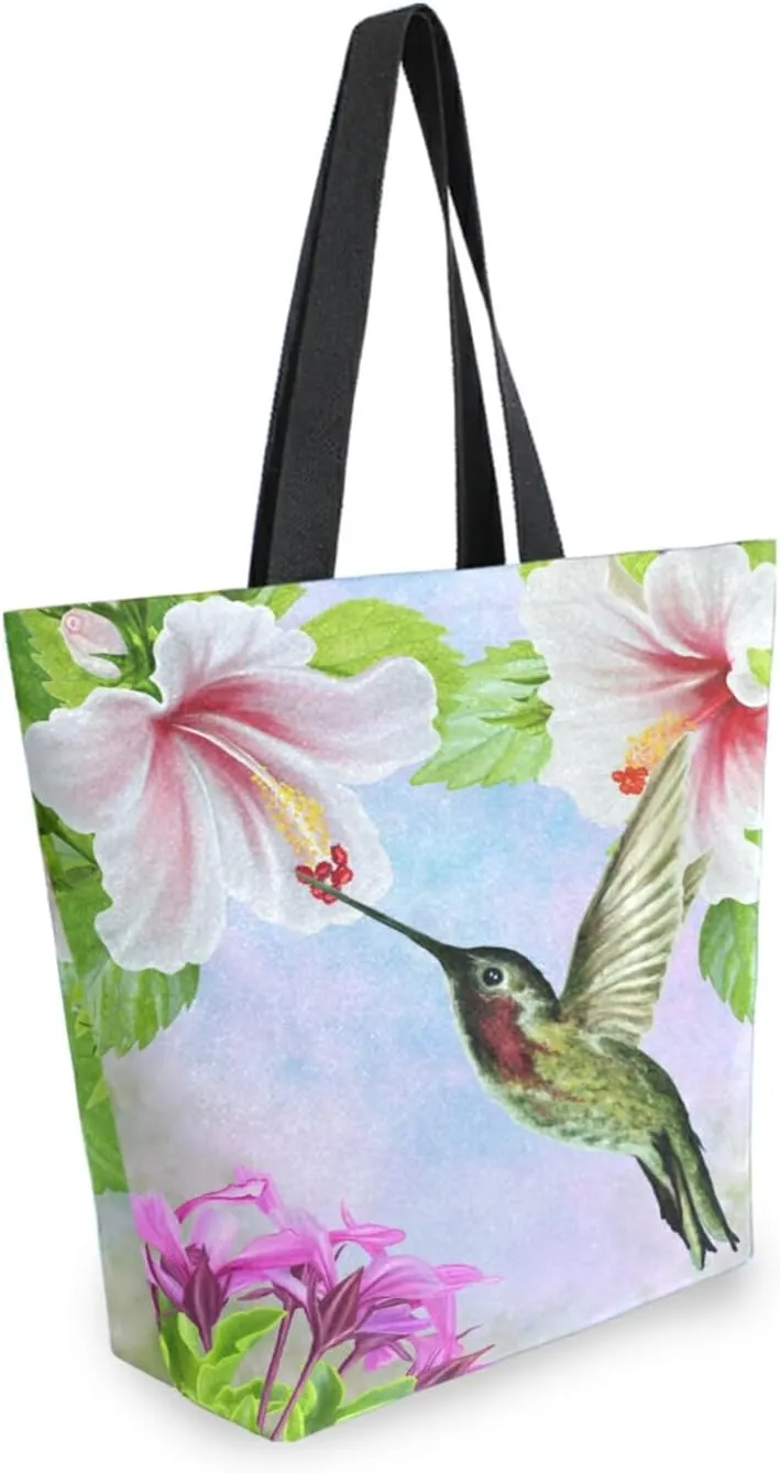 ZZKKO Japanese Cherry Canvas Tote Grocery Bag Shoulder Casual Book Bag