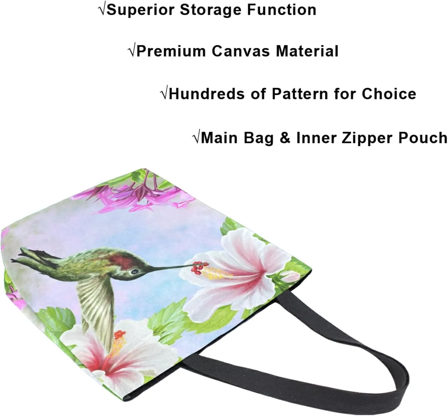 ZZKKO Japanese Cherry Canvas Tote Grocery Bag Shoulder Casual Book Bag